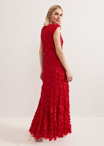 Phase Eight Charlene Ruffle Dress Red USA | 8471596-CI